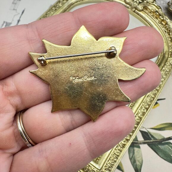 Vintage Brass LAURel BURCH Signed Lotus Flower Brooch Pin - Picture 6 of 6